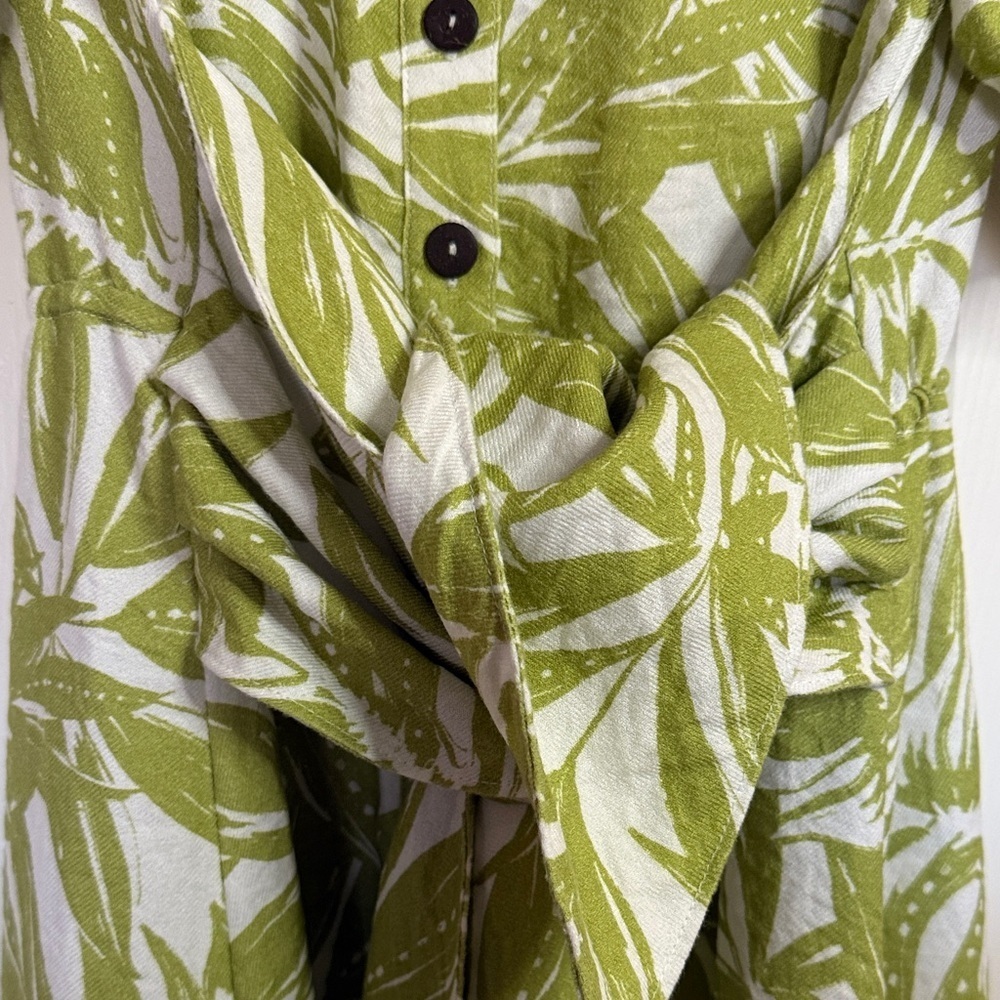 Rachel Parcell Green Leaf Print Mini Dress with waist ties size S - Picture 5 of 13